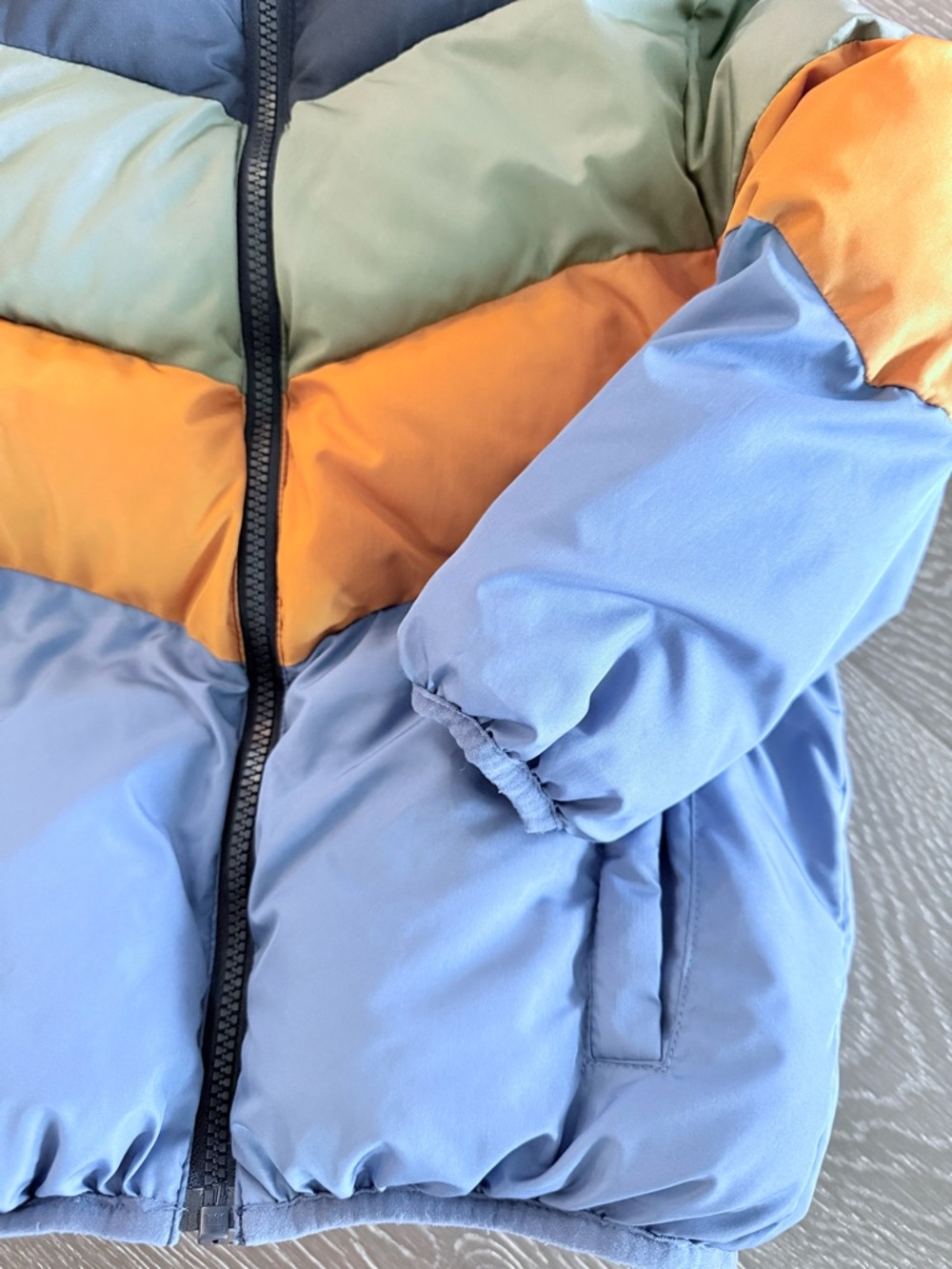 Swiss Tech Kids Colorblock Hooded Puffer Jacket - Blue, Green & Yellow - Picture 2 of 4